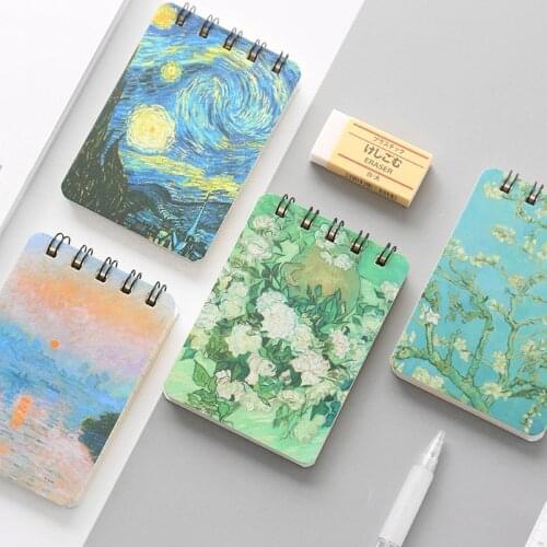 World famous painting coils notepad Vintage flower mini Portable notebook memo planner Stationery office School supplies A6445