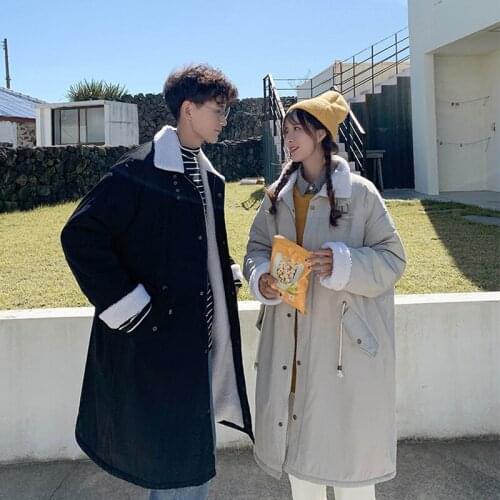 Winter Mens Loose Warm Parkas Coat Turn-down Collar Lambswool Casual Outwear Single Breasted M1