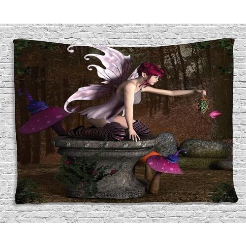 3D Mythical Design with Artifact on Pedestal Forest Wide Wall Hanging