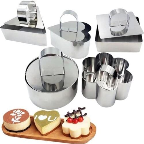 6 Styles Mousse Ring Diy Bakeware Tools Steel Cake Cheese Cupcake Salad Dessert Die Mold Baking Dish With Push Plate