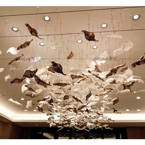 Large hotel lobby light sales department sand table chandelier fitness club villa creative engineering crystal lamps custom