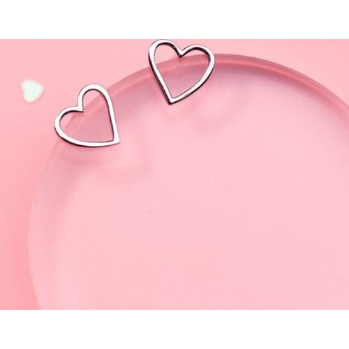 COLUSIWEI Classic 925 Sterling Silver Simple Love Hearts Stud Earring for Women Korea Style Fine Jewelry Valentines Gift