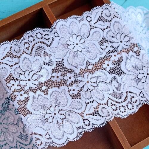 2Yards 20cm Width Multi Scalloped Stretch Elastic Lace Trim For DIY Bra Clothing Accessories Sewing Applique Elastic Lace Fabric