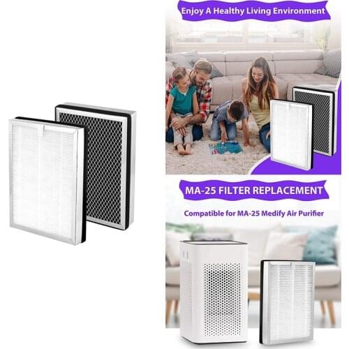 MA-25 H13 True HEPA Filter for Medify MA-25 Air Purifier, 3-In-1 True HEPA, Activated Carbon and Pre-Filter