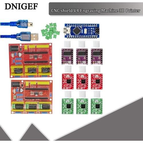 CNC shield V4 Engraving Machine 3D Printer+3pcs A4988 / DRV8825 Driver Expansion Board+ NANO 3. 0 with USB Cable For Arduino