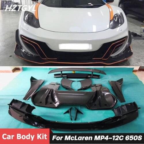 DM Style Carbon Fiber Car Body Kit Front Bumper Lip Rear Diffuser Spoiler Side Skirts For McLaren MP4-12C 650S Tuning