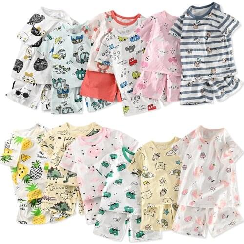 2021 New children clothes sets 2-10years summer cool boys & girls clothing sets Multicolor print kids sets unisex 2PCS