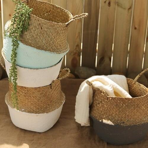 Storage Baskets Laundry Seagrass Baskets Wicker Hanging Flower Pot Baskets Storage Flower Home Pot Panier Osier Basket