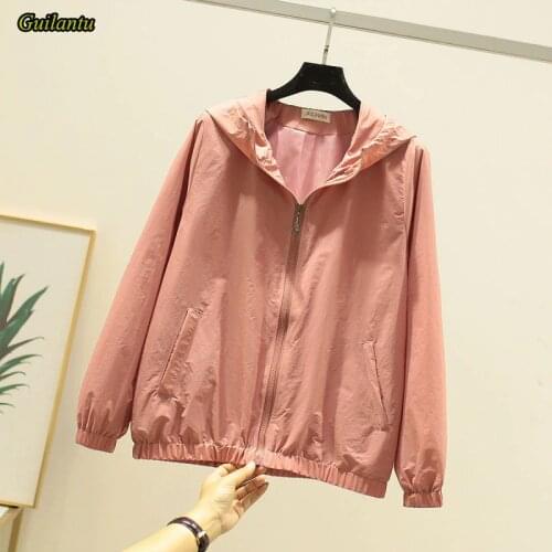 Guilantu Summer Windbreak Basic Jacket Women Plus Size 3xl Hooded Zipper Thin Bomber Jackets Famale Coat Streetwear Jacket Women