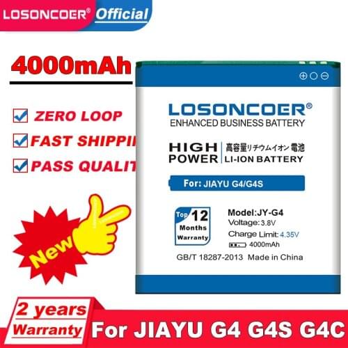 LOSONCOER 4000mAh JY-G4 for Jiayu G4 Battery G4c G4T G4S with Online Tracking