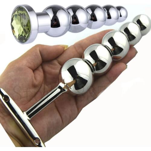 Metal Butt Plug With Five Balls Anal Dildo Prostate massage Stainless Steel Anal Plug Sex Toys