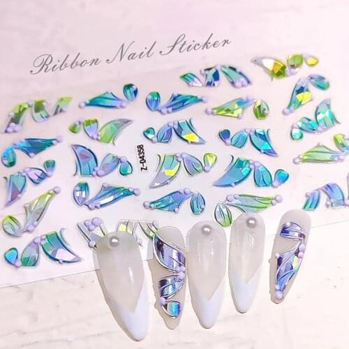 Fashion 5D Ribbon Nail Art Stickers Multicolor Embossed Nails Decal Multicolor Nails Accessories For Manicure Art Tools