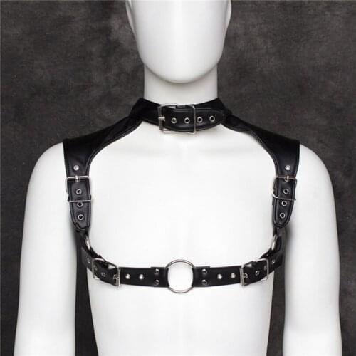 MaryXiong PU Leather Sexy Body Harness Belt Man Slave Fetish Wear Adult Sex Game Bondage Restraint Gear BDSM S&M Firting Sex Toy