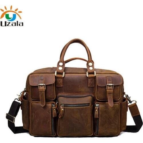 British style and making crazy horse leather handbag shoulder bag man first layer cowhide Crossbody leather laptop bag XY554