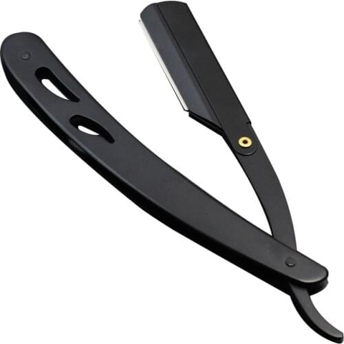 Men Shaving Barber Tools Hair Razor and Blades Antique Black Folding Shaving Knife Stainless Steel Straight razor Holder