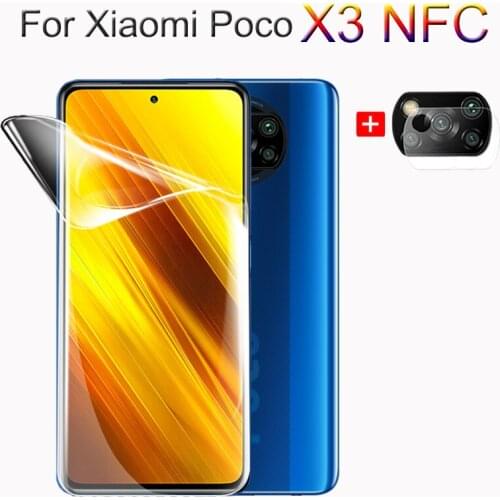 Soft Glass Poco X3 NFC, Full Cover Hydrogel Film Screen Protector For Xiaomi Poco X3 Pocophone X3 Camera Film