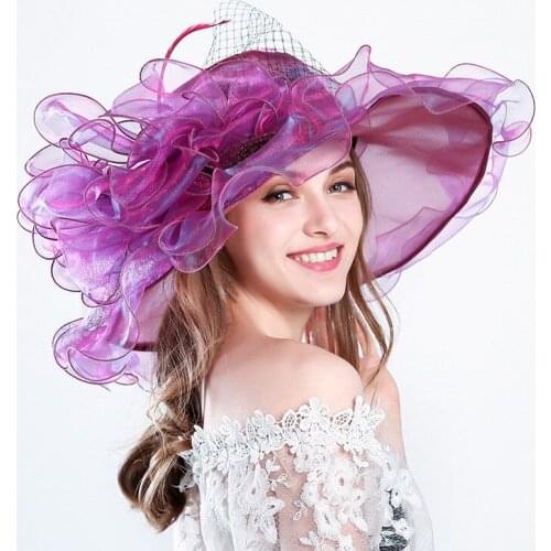 Summer New Ogen Yarn Big Flower Mesh Sunscreen Sunhat, European and American Style Womens Summer Caps, Banquet Top Hat