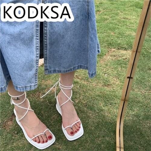 Summer 2021 New Korean Version Toe Strap Cross Strap Wedge Heel Sandal With High Heels For Women