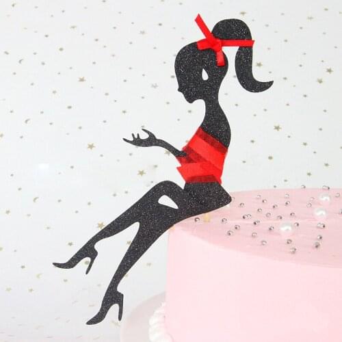 New INS High Heels Lady Girl Paper Cake Topper Weddding Cake Decorations Happy Birthday Cupcake Topper Sexy Lady Party Supplies