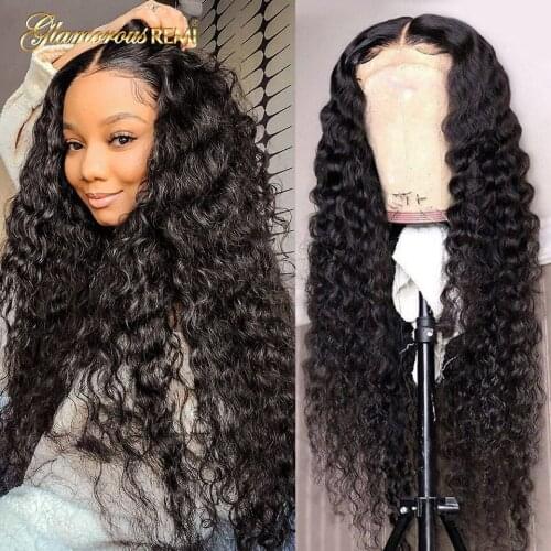 Deep Wave Lace Front Human Hair Wigs Brizilian Natural Color Wig 4x4 Lace Wigs For Black Women Pre-Plucked Density 180 Remy Hair