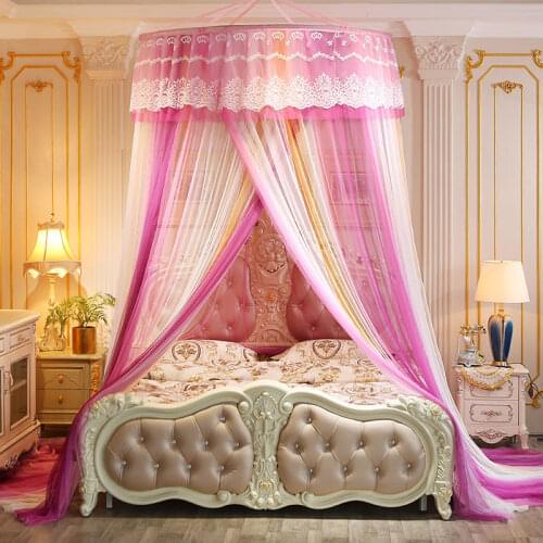 Princess Dome Hung Mosquito Net Gradient Color BedTent Curtain Foldable Elegant Fairy Lace Bed Canopy Girls Room Decor