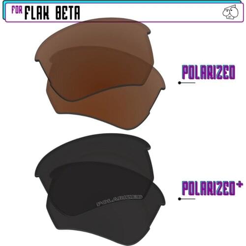EZReplace Polarized Replacement Lenses for - Oakley Flak Beta Sunglasses - Black P Plus-Brown P