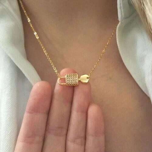 Crystal Lock Necklace For Women Stainless Steel Gold Silver Color Necklaces Pendants Choker 2021 Trend Jewerly Collares Mujer