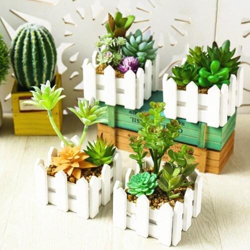 Artificial Succulent Plant Potted Fence Bonsai Living Room Office Garden Decor
