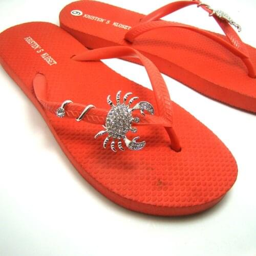 Crystals crab summer flip flops slippers shoes twisted buttons decoration ornament jewelry accessories 6pairs lot new