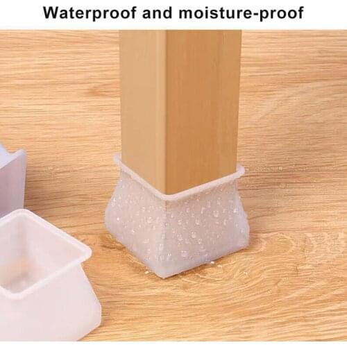 Silicone Furniture Leg Protection Cover Table Feet Pad Floor Protector Square for Home FU