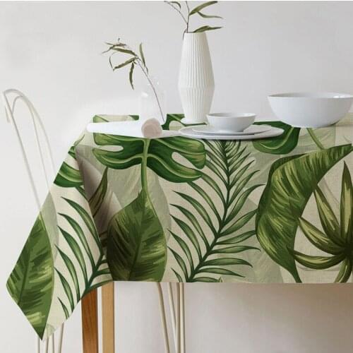 Table Cloth Rectangular Pastoral Style Tropical Plants Printed Tablecloth Home Decoration Dining Room Elegant Linen Table Cover