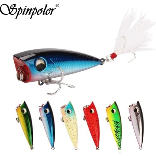 Spinpoler 6.4cm 7.2g Mini Popper Fishing Lures 3D Eyes Crankbait Wobblers Tackle Isca Poper Japan Artificial Bait - (Colors 6)