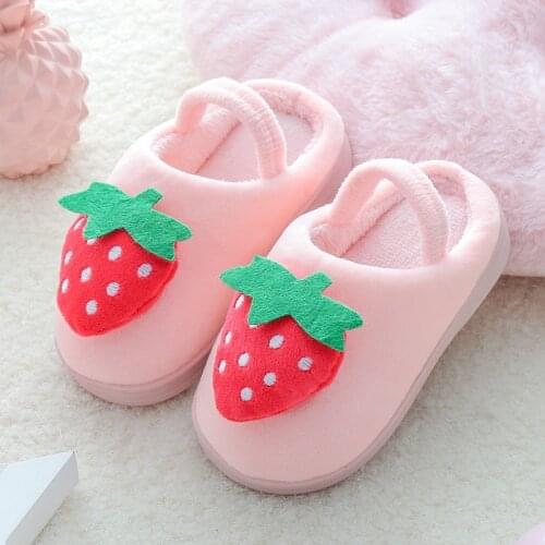 5 Style Fruit Children Cotton Slippers Warm Non-Slip Fur Slides Autumn Winter Boys Girls Home Indoor Cotton Slippers Kids Shoes