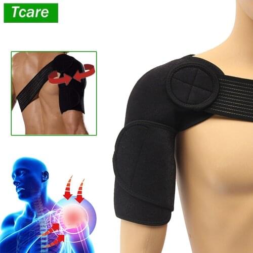 Tcare Single Shoulder Support Back Brace Guard Strap Adjustable Breathable Gym Sports Care Wrap Belt Band Pads Black Bandage New