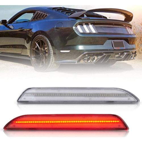 2Pcs Rear Red Led Side Marker Light for 2015-up Ford Mustang Clear Lens 48-SMD Turn Signal Lamp