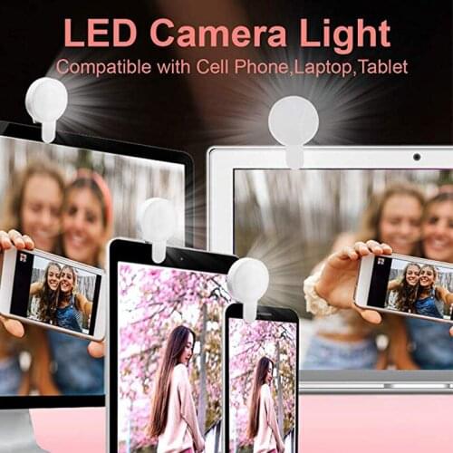 2020 Mini Mobile Phone Selfie Fill Light White 9 Lamp Beads LED Round Flash Multi-Function Adjustable Portable USB Fill Light
