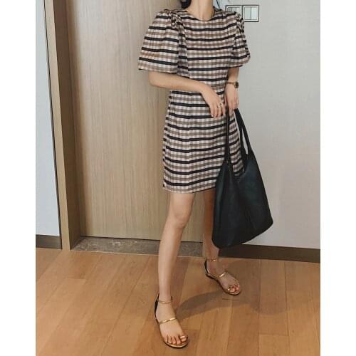 2021 Womens Plaid Checkered Summer Dress Za Woman Y2k Casual Midi Maxi Long Sundresses Clothing Tunics Sexy Suits Gothic Blouse