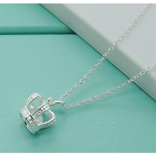 BABYLLNT Luxury Brand 925 Sterling Silver Unique Design Queen Crown Pendant Necklaces for Women Charm Jewelry Gift