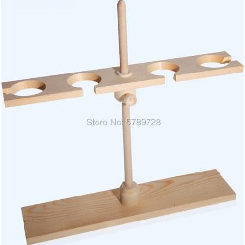 1pcs 2holes or 4holes Wooden Separatory funnel stand Lab opening - shaped wooden spherical pear - shaped parting funnel frame