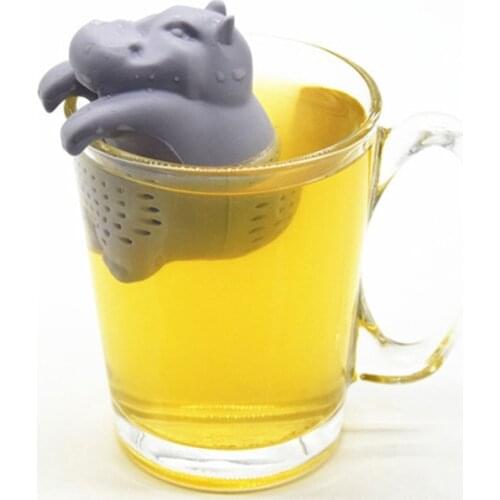 1Pcs Tea Accessories Silicone Tea Infuser Loose Leaf Diffuser Tea Strainer Food Grade Reusable Coffee Herb Filter Hippo Shaped