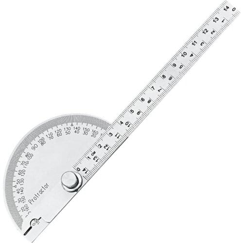 180 Degree Adjustable Protractor Stainless Steel Angle Gauge Round Head Caliper Measuring Ruler