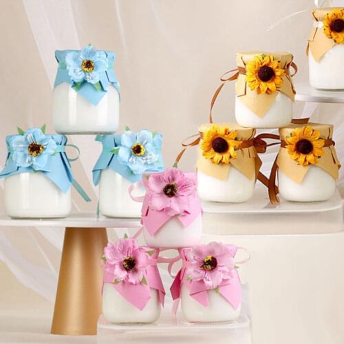 5pcs Dessert Table Decor Bottle Rope Flower Party Sunflower Ribbon Tag Festival Wristband
