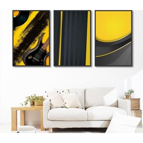 Abstract Minimalist Black and Yellow Geometric Canvas Painting Wall Art Picture Poster and Prints Nordic Decoration Home
