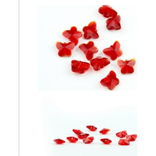 Free Shipping 1000pcs/lot 14mm Butterfly Shape Straight Hole Crystal Glass Beads For chandelier Part Curtain beads Red Color