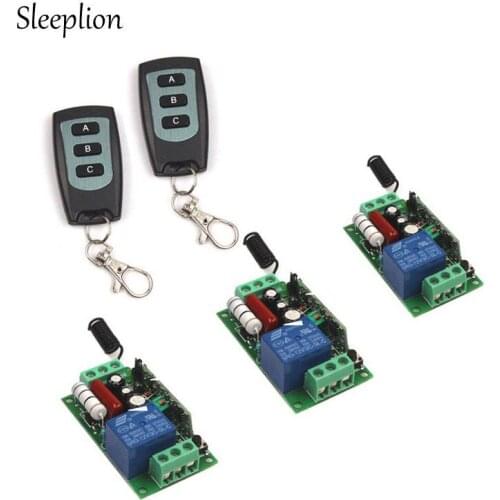Sleeplion US CA AC 110V 10A1CH Channel 315/433MHz Wireless RF Remote 2 3-key Switch Transmitter+3 Receiver