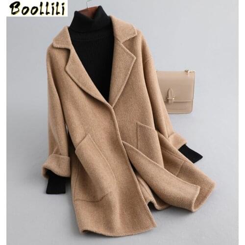 Boollili 100% wool coat autumn winter jacket women clothes 2020 double side woolen coat female jacket manteau femme
