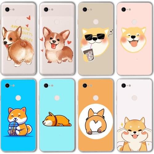 Ciciber Funda Case for Google Pixel 5 4 3 2 XL Cute Animal Dog Corgi Vogue Soft Silicone for Google Pixel 4a 3a XL Coque Capa