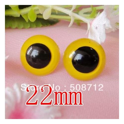 Fress ship!!!100pcs/lot 22mm yellow color pupil toy eyes/ safety eyes with PLASTIC lock-washers/Doll toy doll eyes