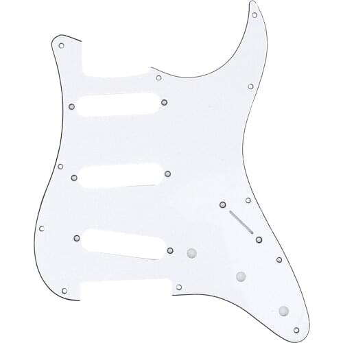 Musiclily Pro 11-Hole 72 or 64 Strat SSS Guitar Pickguard for MIJ JPN Japan Stratocaster, 3Ply White