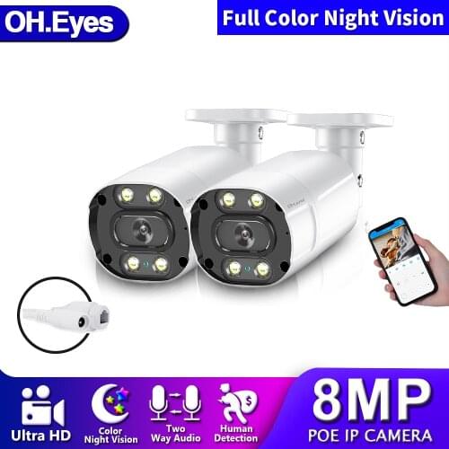 OH.eyes 8MP POE IP CCTV Video Surveillance Camera Indoor HD 8MP Two Way Audio IP Security Cameras Color Night Vision